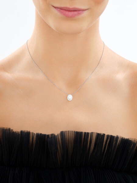 Rhodium Plated Silver Pendant with Pearl