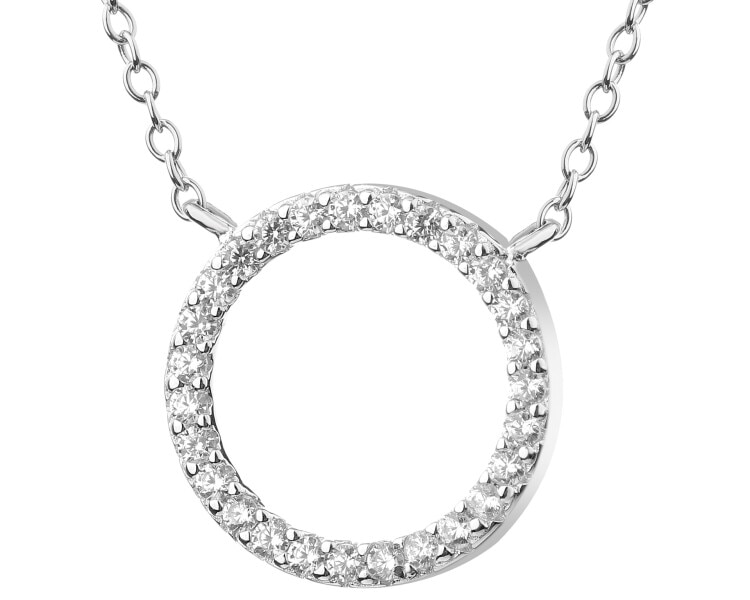 Rhodium Plated Silver Necklace with Cubic Zirconia