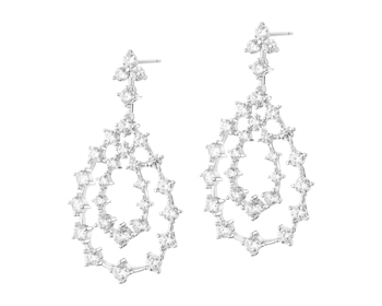 Rhodium Plated Silver Dangling Earring with Cubic Zirconia