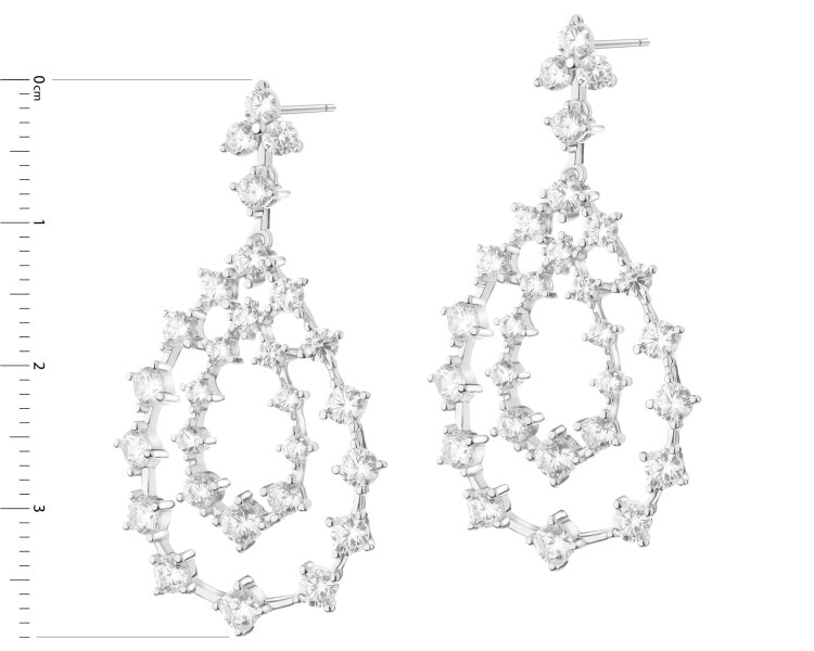 Rhodium Plated Silver Dangling Earring with Cubic Zirconia