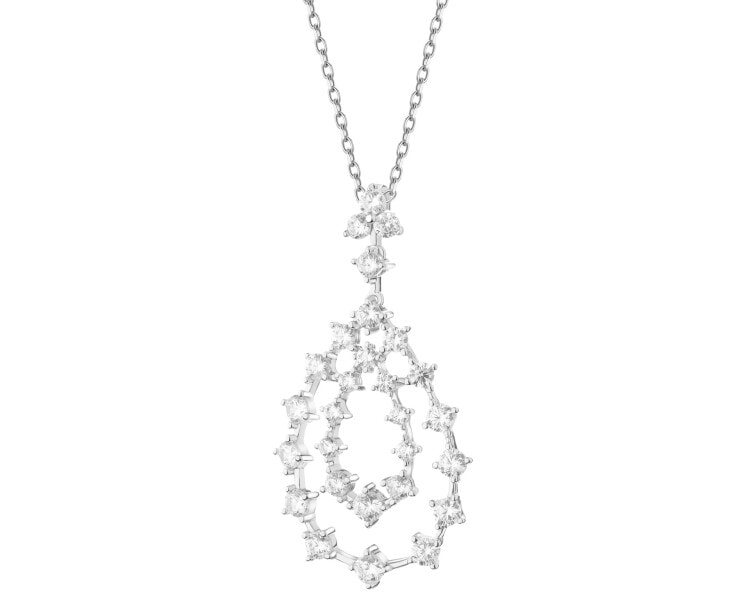 Rhodium Plated Silver Pendant with Cubic Zirconia