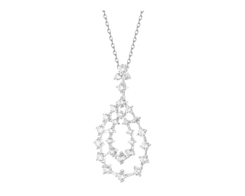 Rhodium Plated Silver Pendant with Cubic Zirconia