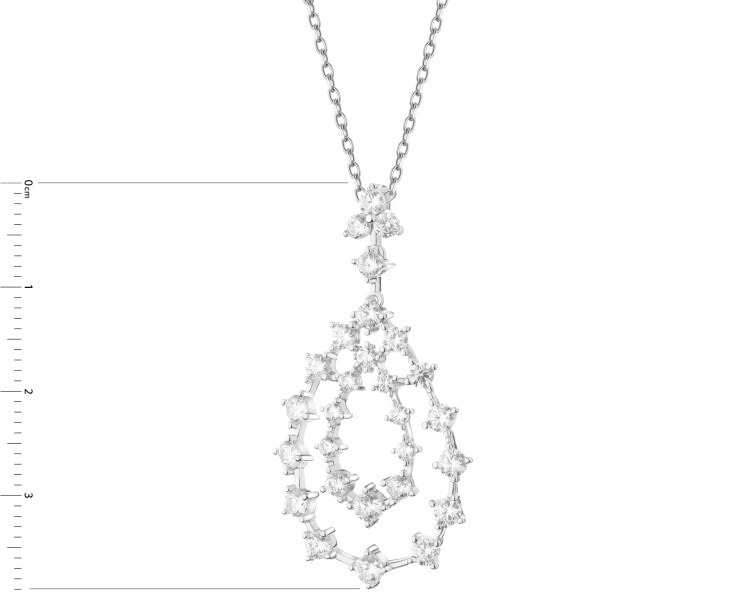 Rhodium Plated Silver Pendant with Cubic Zirconia