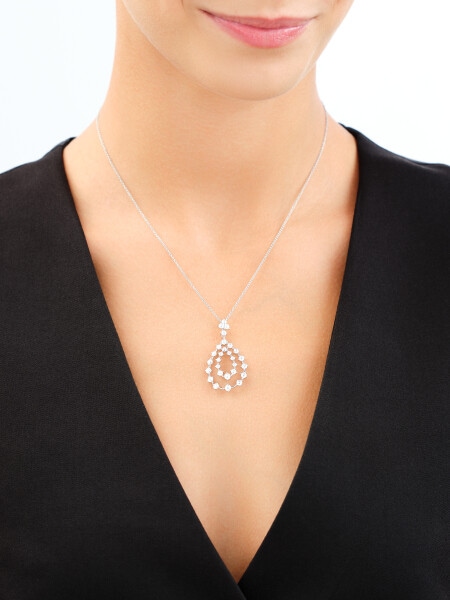 Rhodium Plated Silver Pendant with Cubic Zirconia