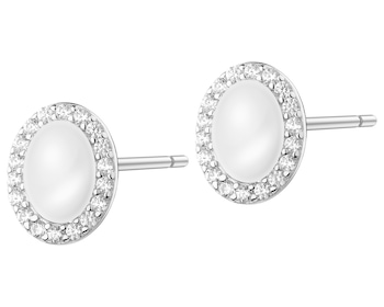 Rhodium Plated Silver Earrings with Pearl