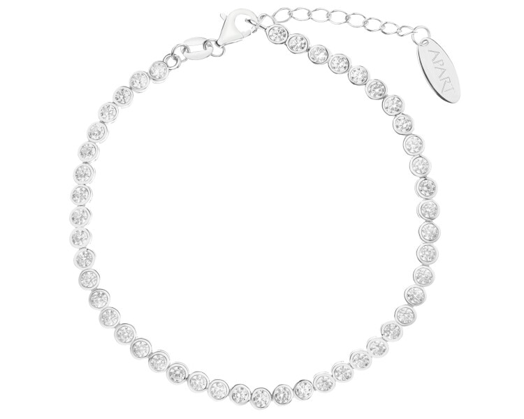 Rhodium Plated Silver Tennis Bracelet with Cubic Zirconia