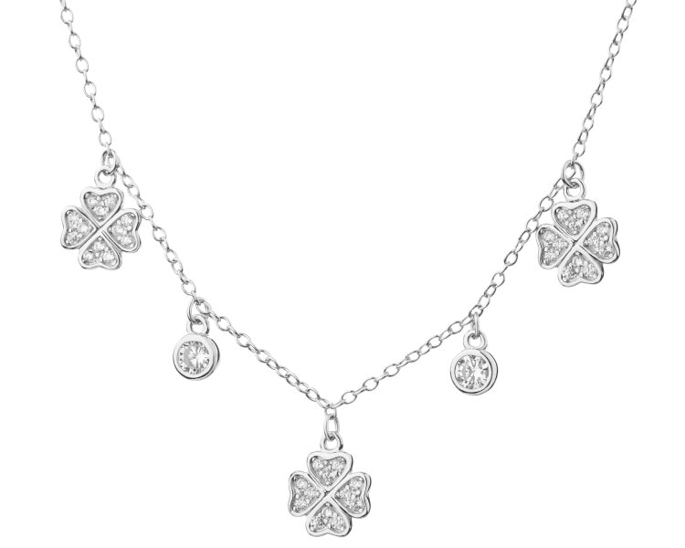 Rhodium Plated Silver Necklace with Cubic Zirconia