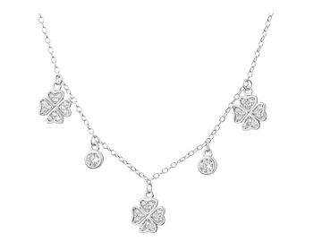 Rhodium Plated Silver Necklace with Cubic Zirconia