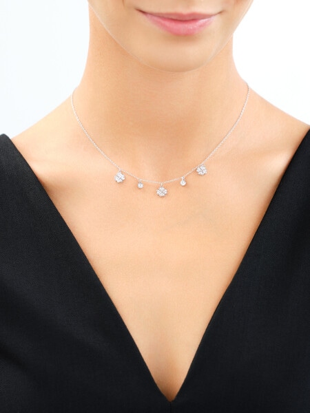 Rhodium Plated Silver Necklace with Cubic Zirconia