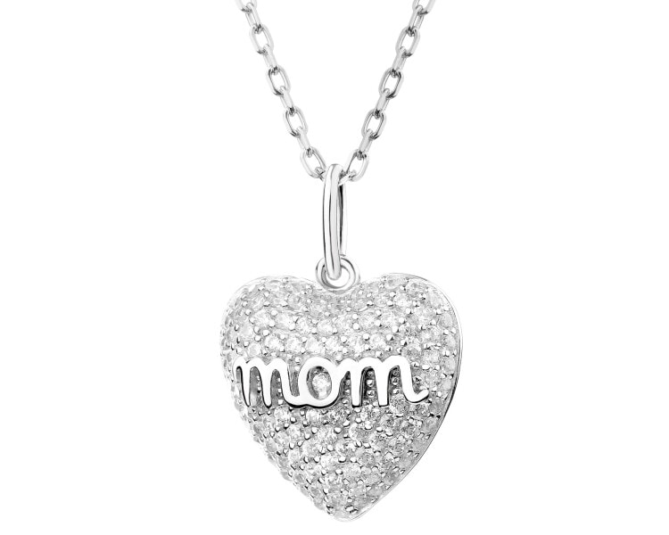 Rhodium Plated Silver Necklace with Cubic Zirconia