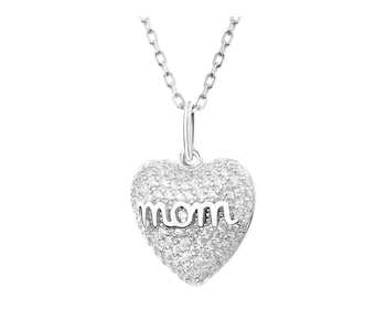 Rhodium Plated Silver Necklace with Cubic Zirconia