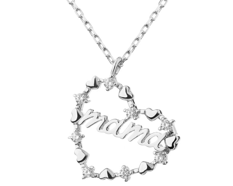 Rhodium Plated Silver Necklace with Cubic Zirconia