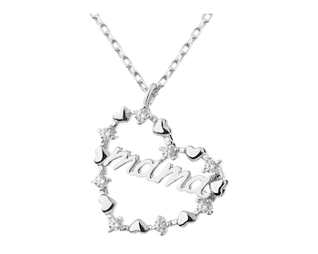 Rhodium Plated Silver Necklace with Cubic Zirconia