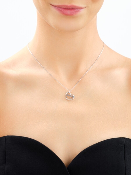 Rhodium Plated Silver Necklace with Cubic Zirconia