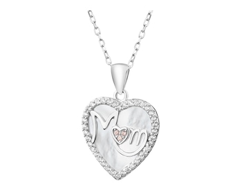 Rhodium Plated Silver Necklace with Cubic Zirconia