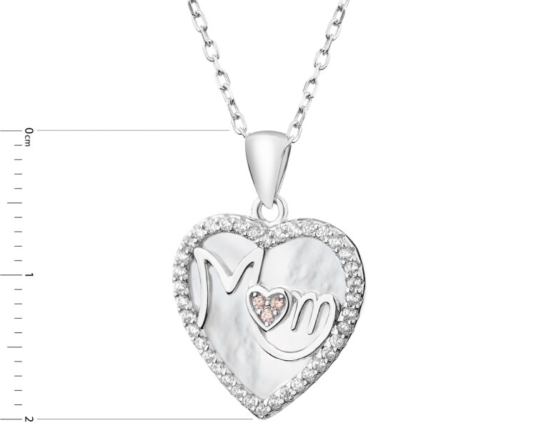 Rhodium Plated Silver Necklace with Cubic Zirconia