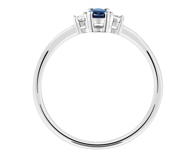 14 K Rhodium-Plated White Gold Ring  - fineness 14 K