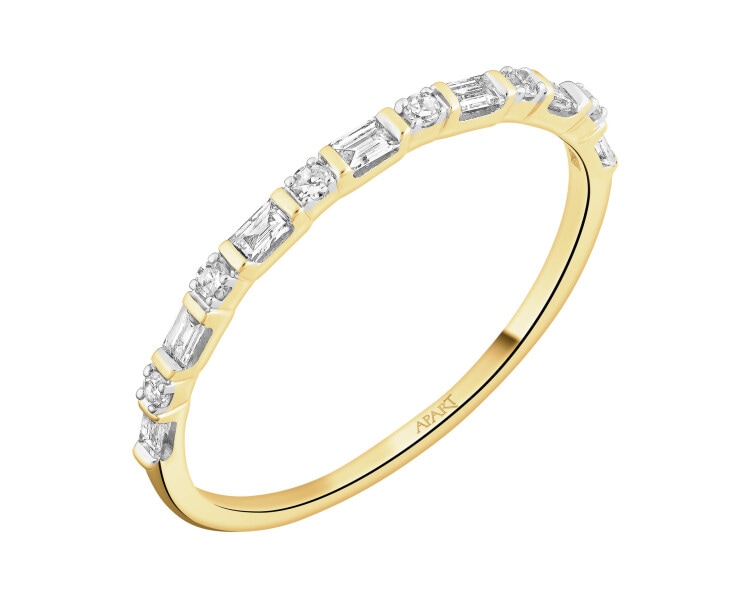 14 K Rhodium-Plated Yellow Gold Ring  - 0,15 ct - fineness 14 K