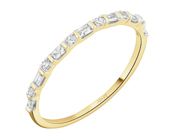 14 K Rhodium-Plated Yellow Gold Ring  - 0,15 ct - fineness 14 K