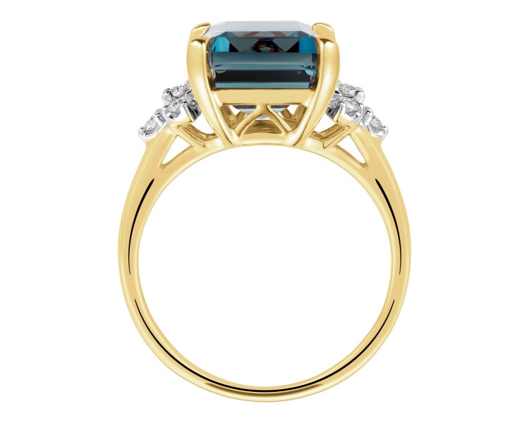 14 K Rhodium-Plated Yellow Gold Ring  - fineness 14 K