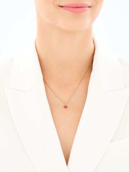 8 K Yellow Gold Set with Synthetic Ruby