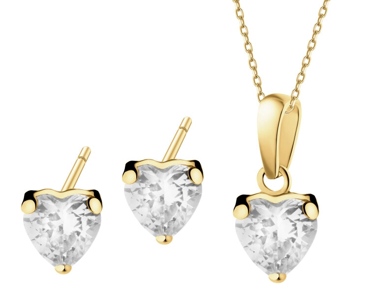 8 K Yellow Gold Set with Cubic Zirconia