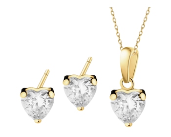 8 K Yellow Gold Set with Cubic Zirconia