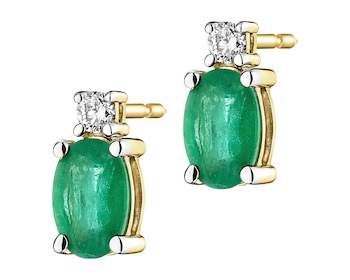 18 K Rhodium-Plated Yellow Gold Earrings  - fineness 18 K