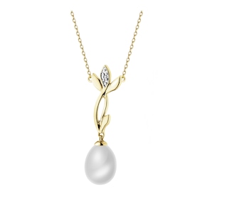 14 K Rhodium-Plated Yellow Gold Necklace  - fineness 14 K