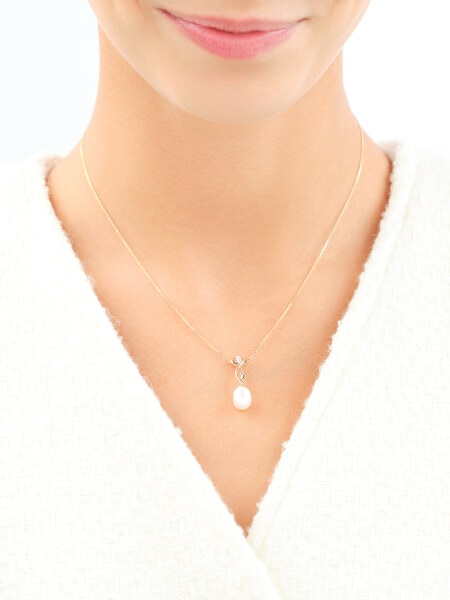 14 K Rhodium-Plated Yellow Gold Necklace  - fineness 14 K