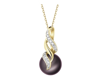 14 K Rhodium-Plated Yellow Gold Pendant - fineness 14 K