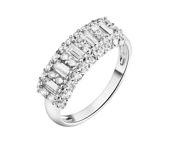 Rhodium Plated Silver Ring with Cubic Zirconia