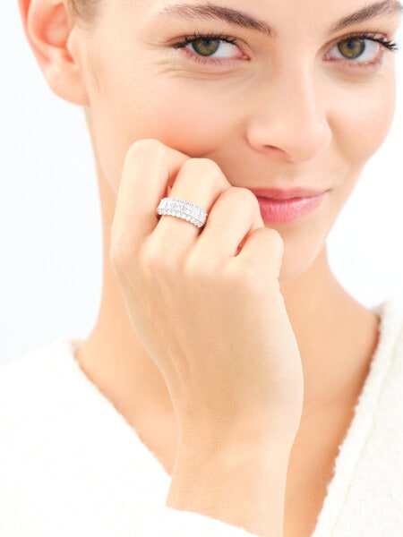 Rhodium Plated Silver Ring with Cubic Zirconia