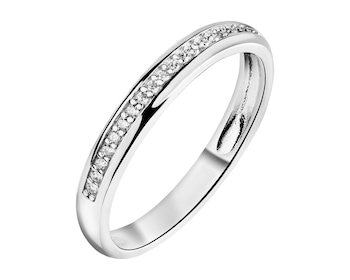 Rhodium Plated Silver Band Ring with Cubic Zirconia