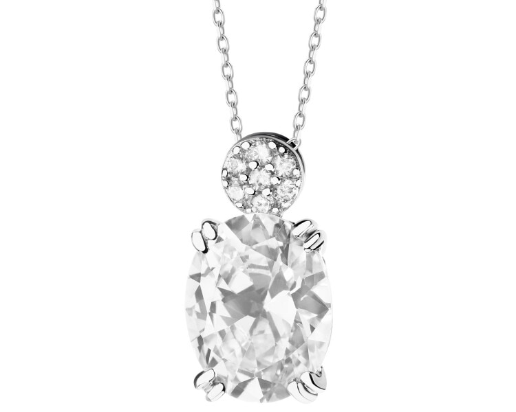 Rhodium Plated Silver Pendant with Cubic Zirconia