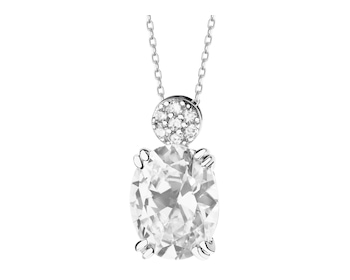 Rhodium Plated Silver Pendant with Cubic Zirconia