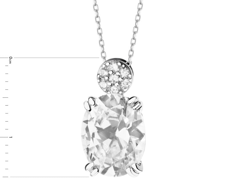 Rhodium Plated Silver Pendant with Cubic Zirconia