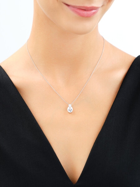 Rhodium Plated Silver Pendant with Cubic Zirconia