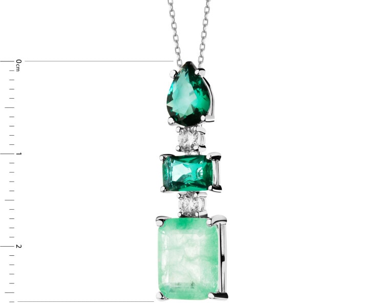 Rhodium Plated Silver Pendant with Cubic Zirconia