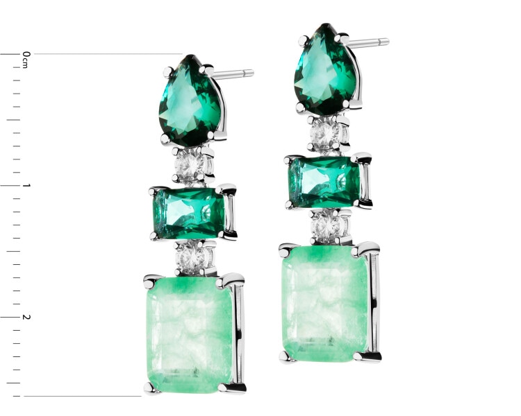 Rhodium Plated Silver Dangling Earring with Cubic Zirconia