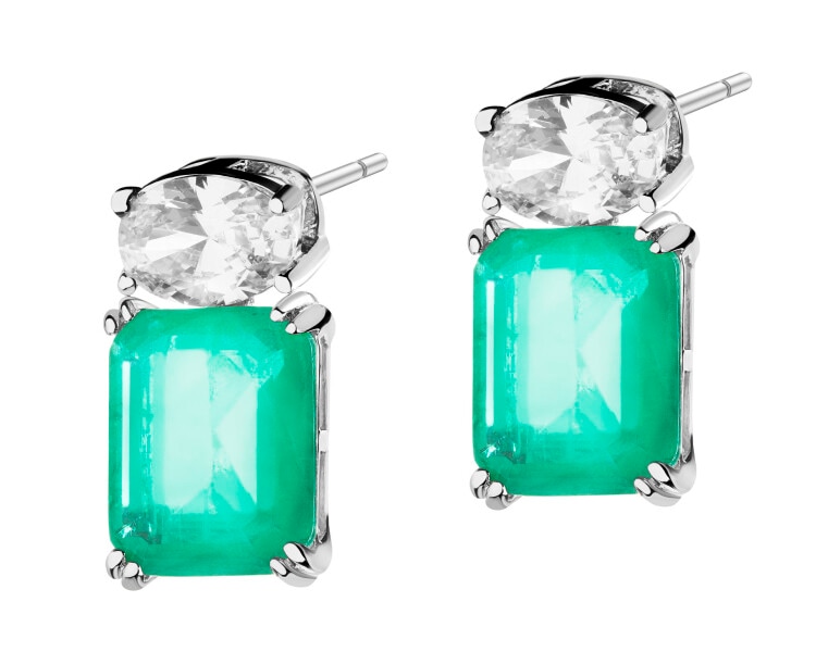 Rhodium Plated Silver Earrings with Cubic Zirconia