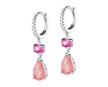 Rhodium Plated Silver Dangling Earring with Cubic Zirconia