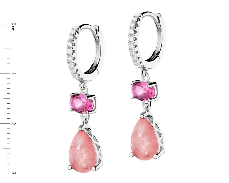 Rhodium Plated Silver Dangling Earring with Cubic Zirconia