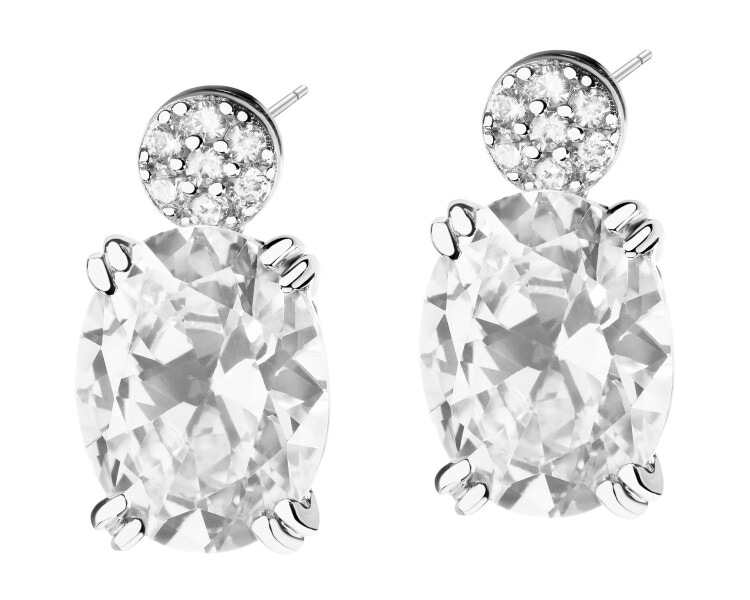 Rhodium Plated Silver Earrings with Cubic Zirconia