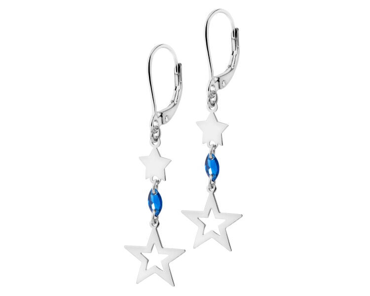 Rhodium Plated Silver Dangling Earring with Cubic Zirconia