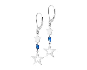 Rhodium Plated Silver Dangling Earring with Cubic Zirconia