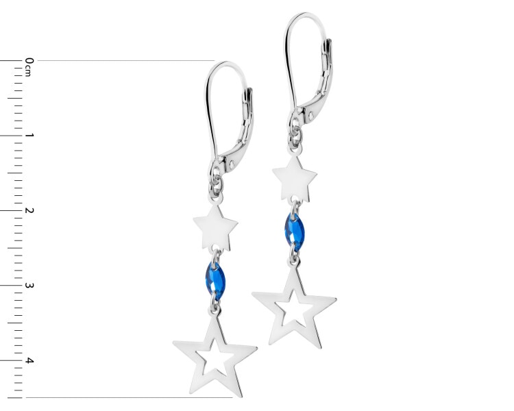 Rhodium Plated Silver Dangling Earring with Cubic Zirconia