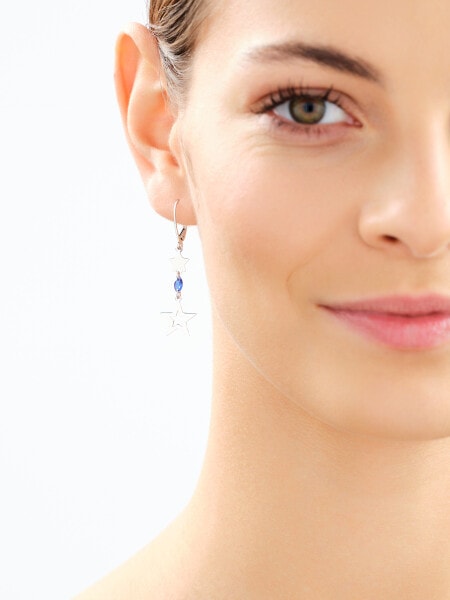 Rhodium Plated Silver Dangling Earring with Cubic Zirconia