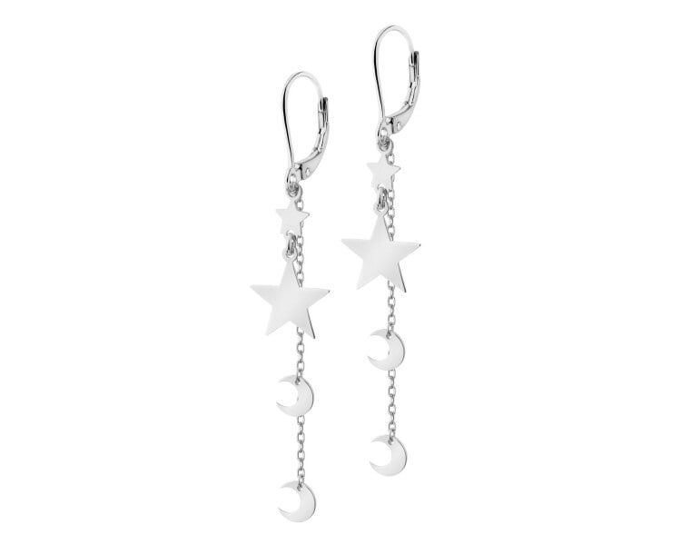 Rhodium Plated Silver Dangling Earring 