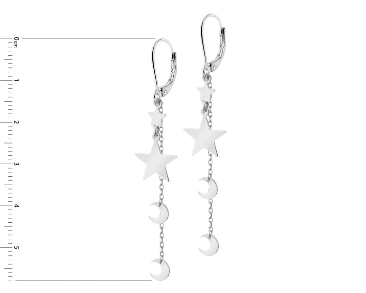 Rhodium Plated Silver Dangling Earring